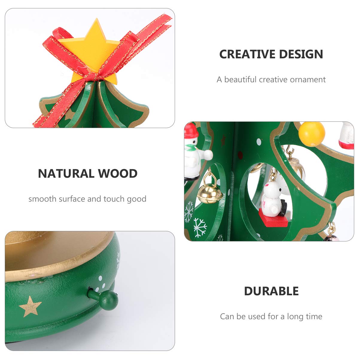 ifundom Classico Carillon in Legno Design a orologeria Albero di Natale con Pendenti Carillon in Miniatura Fatto a Mano per Il Compleanno Regalo di San Valentino (Verde) Xmas Supplies