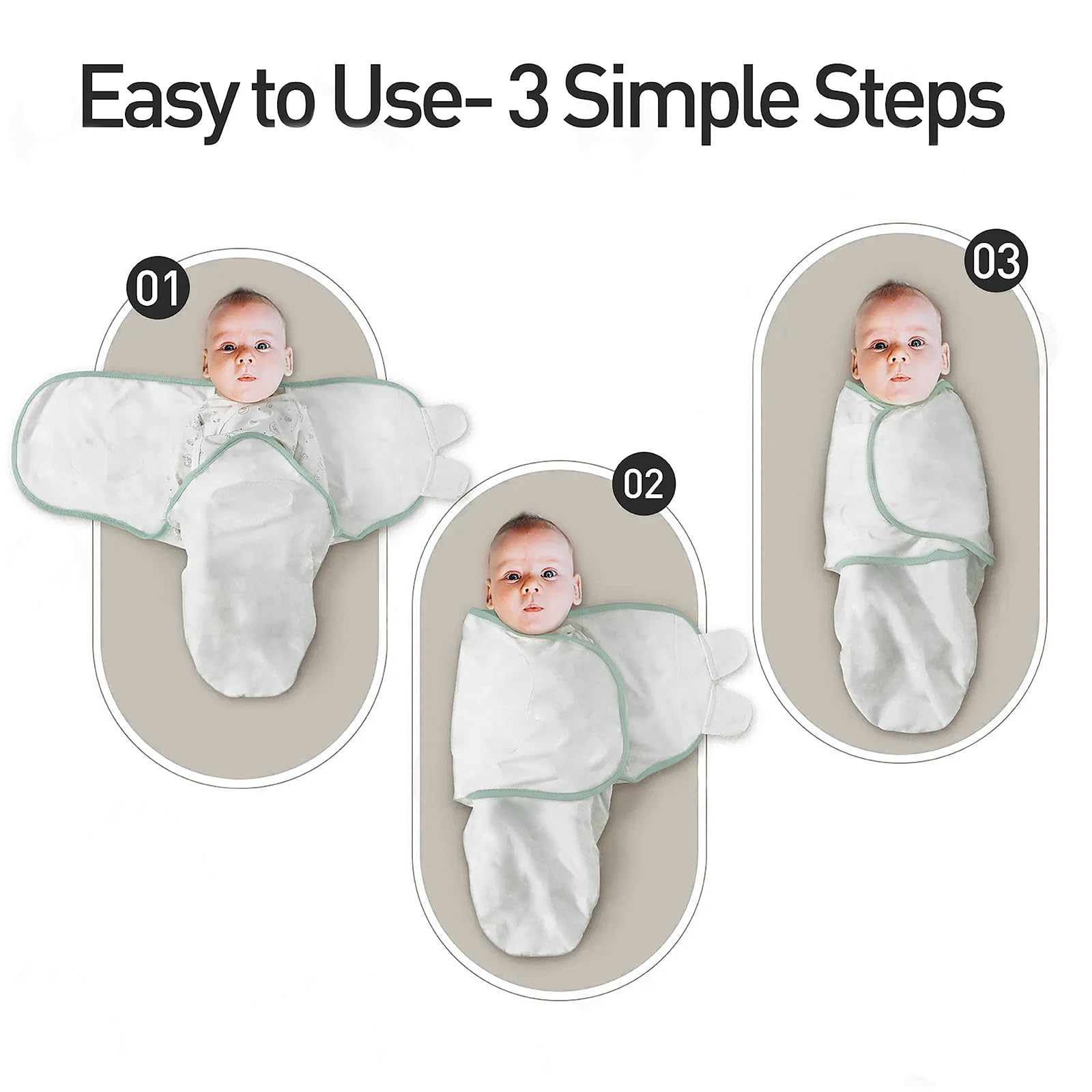 GLLQUEN BABY Baby Swaddle Wraps for 0-3 Months Newborn,Oeko-tex100,100% Breathable Organic Cotton Fabric Swadding Blankets,3 Pack (Greyish Green) - Image 3