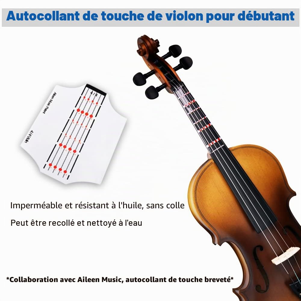 ADM Violon 1/2 Débutant Violon Enfant 6-9 Ans Avec Autocollant de Touche, Épaulière et Accordeur
