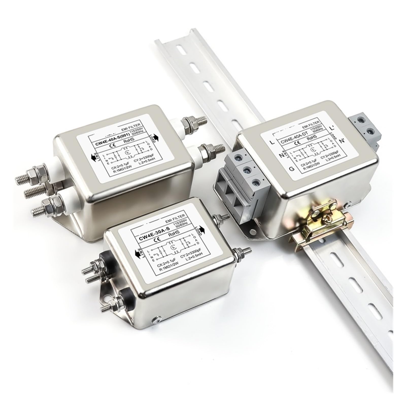Filtre de puissance CW4E10A 20A 30A 40A 50A 60AS, monophasé AC 220V, anti-interférence, harmoniques de fréquence(CW4E -40A -S Single Stage Bolt)