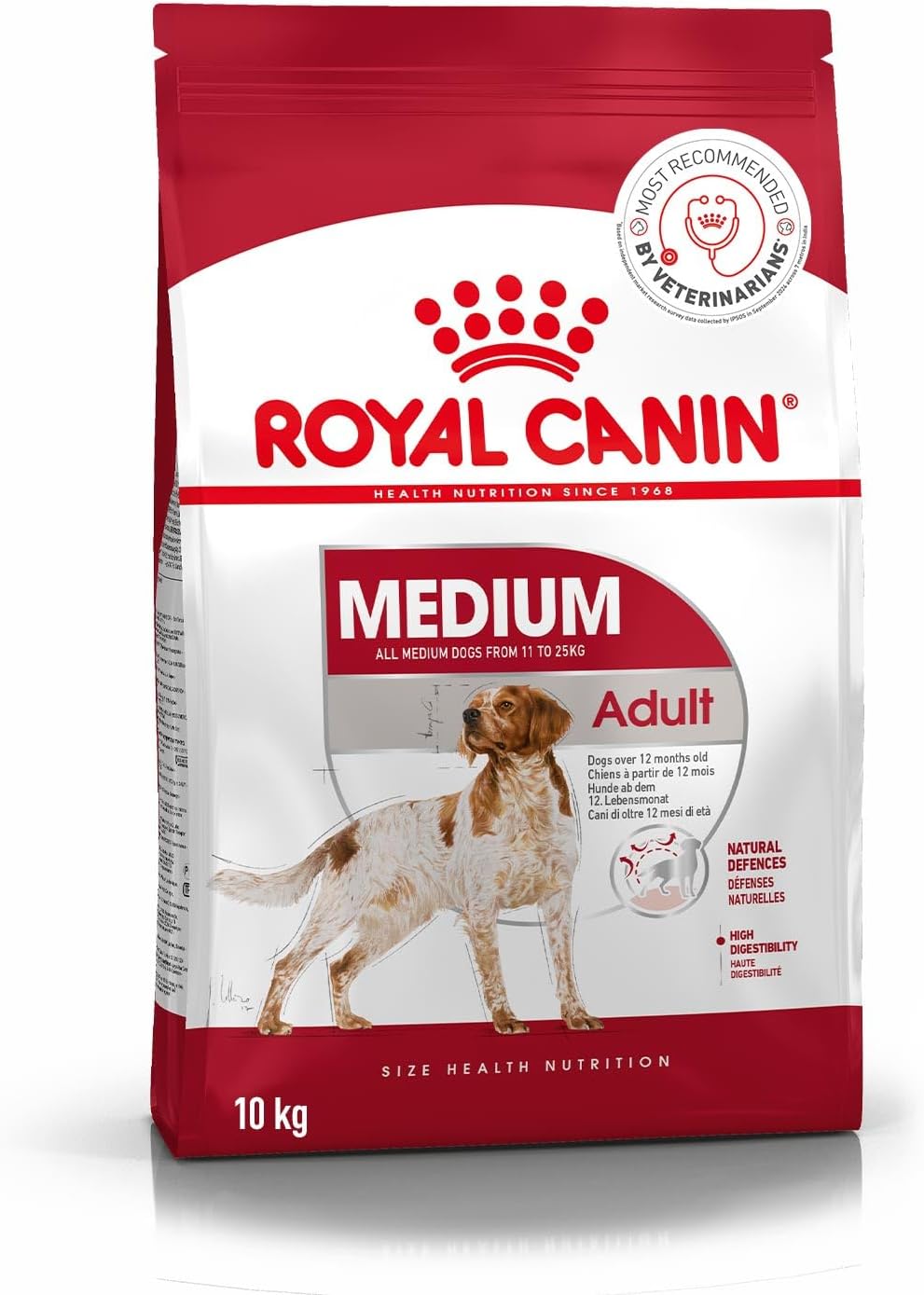 - Medium Adult Dog Food, Dry Food, Supports Digestive Health & Promotes Natural Defence, 10 Kg