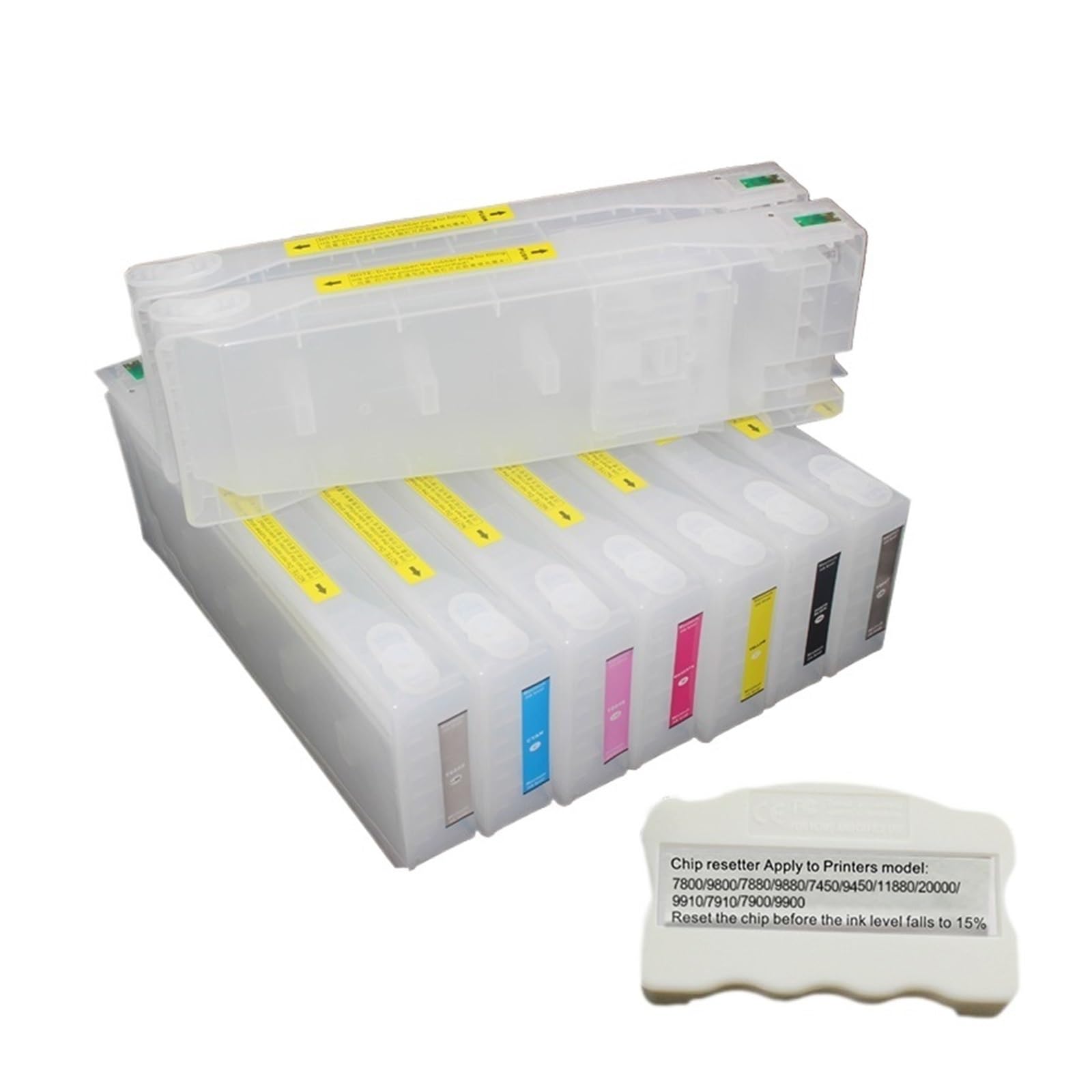 Compatibile for Epson, 11 cartucce d'inchiostro ricaricabili da 700 ml con chip for stampante Pro7910 7900 9910 9900, T6361-T6369(Cartridge w resetter)