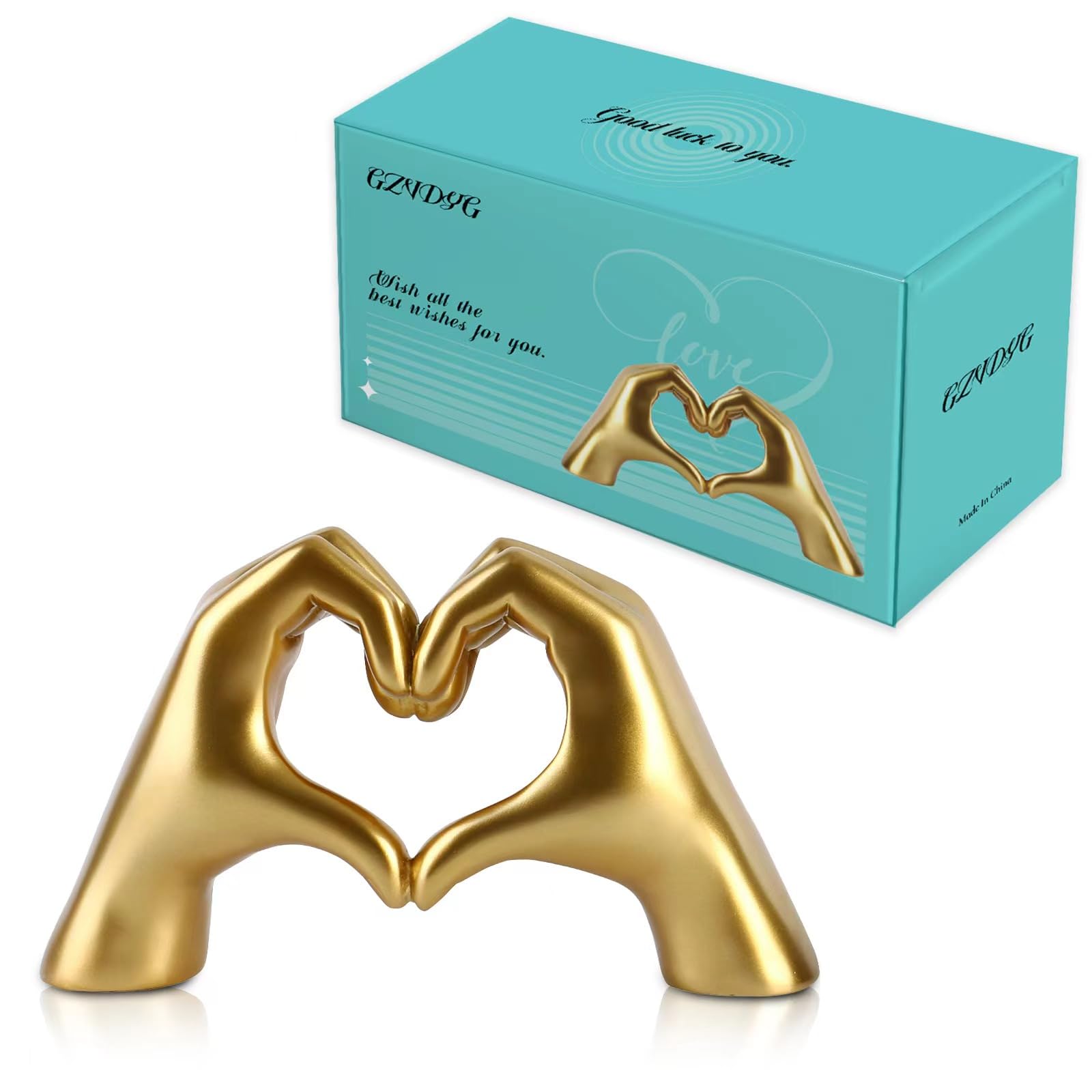Gold Heart Hands Sculpture