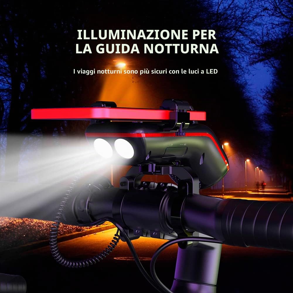 UPPEL Altoparlante Bluetooth per bicicletta multifunzione impermeabile audio – power bank/campano/microfono – modalità TF/SD/AUX – Estremamente & tempo libero ciclismo con bicicletta e mountain bike