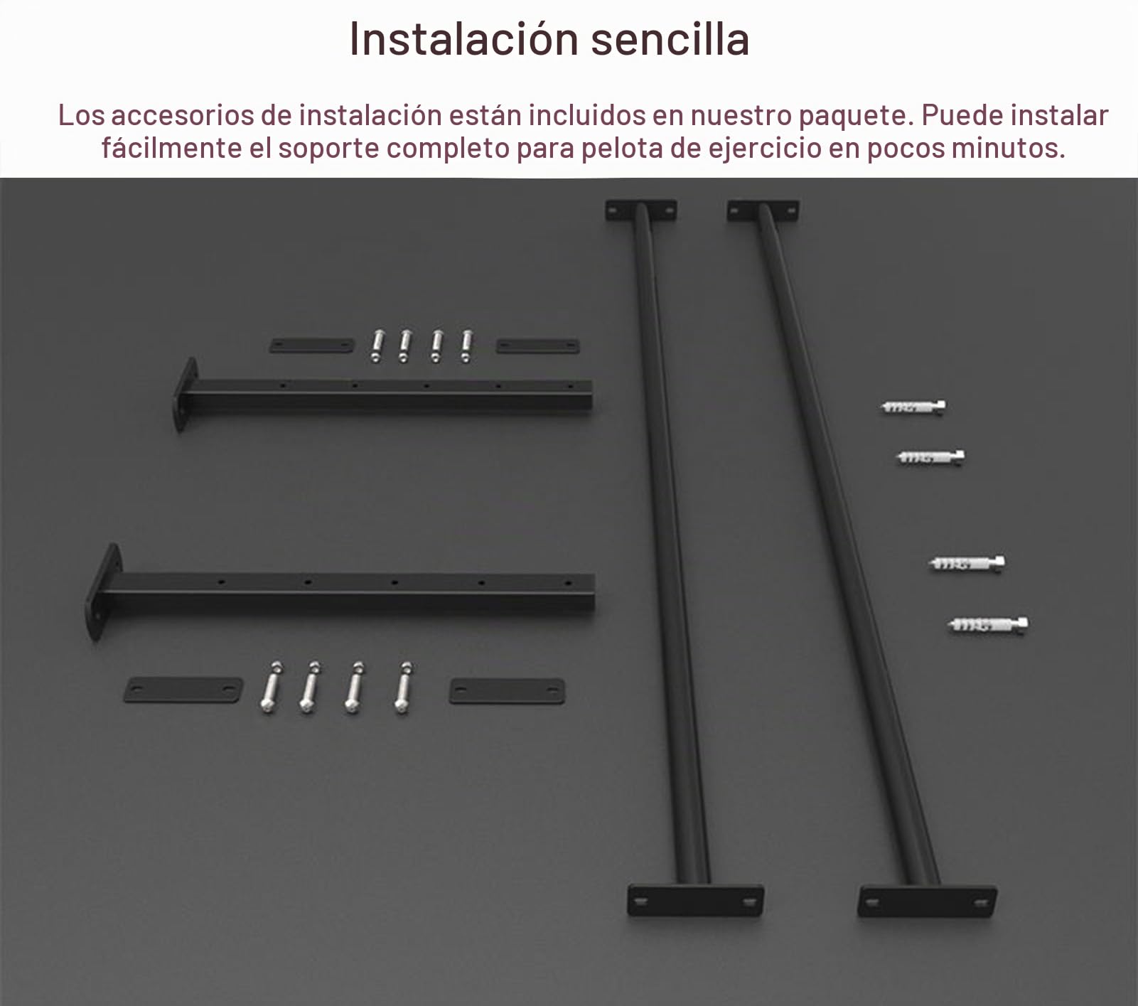 Soporte Esterilla Yoga Soporte de Pared Ajustable con Soporte para Pelota de Yoga de Estabilidad, El Soporte de Ejercicios de Metal Sostiene Pelotas de Diferentes Tamaños, Almacenamiento de Pelotas(L2