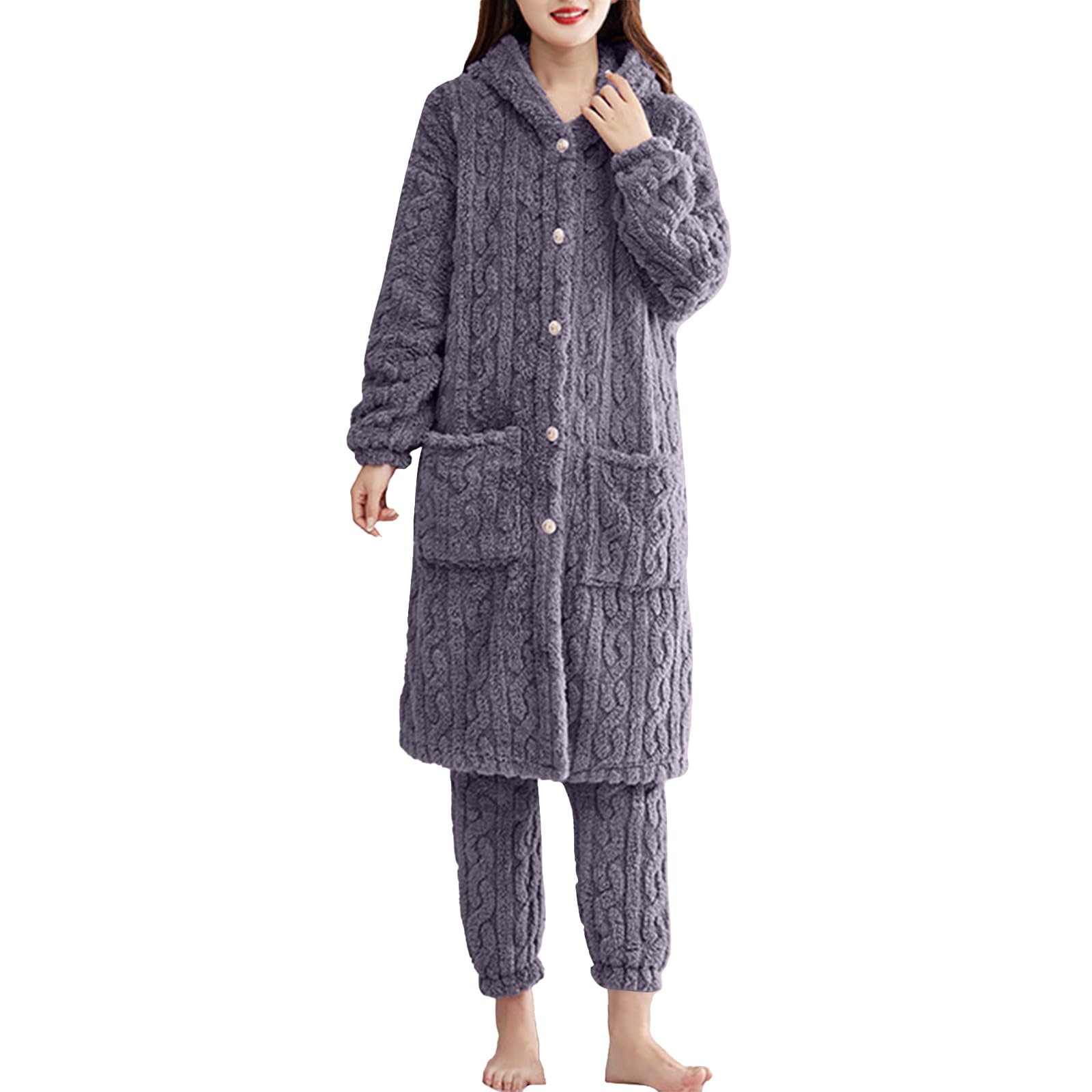 Pijamas de mujer genérico de invierno cálido pijama, pijama de mujer cálido invierno de algodón, conjunto de hogar y casual, conjunto suave y cómodo, ropa cómoda y fácil de llevar, ropa de tela