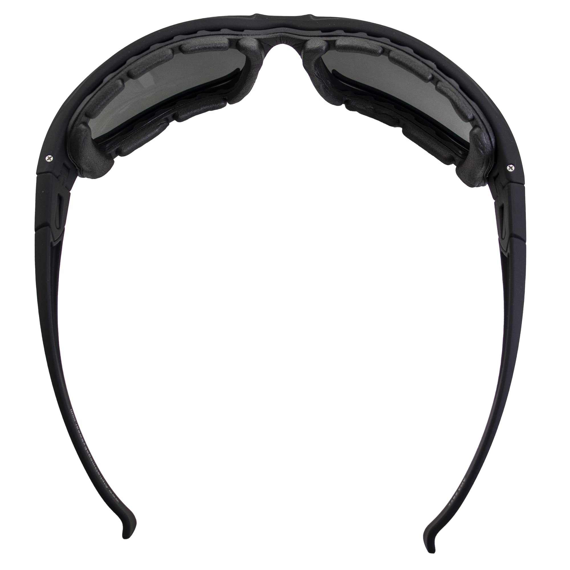 Alpha Omega 3 occhiali da sole da moto imbottiti in schiuma Z87.1 occhiali di sicurezza per uomo o donna montatura nera lenti fumé
