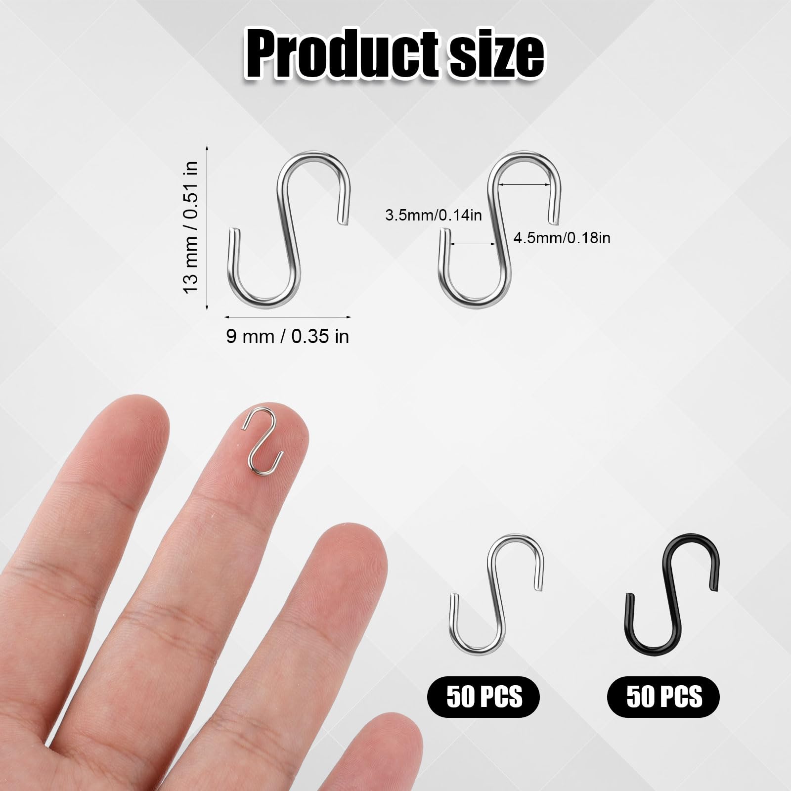 Abeillo 100 Mini Ganci A S In Metallo – 14 Mm, Piccoli Connettori Per Gioielli Fai Da Te, Portachiavi, Decorazioni, Artigianato - 2