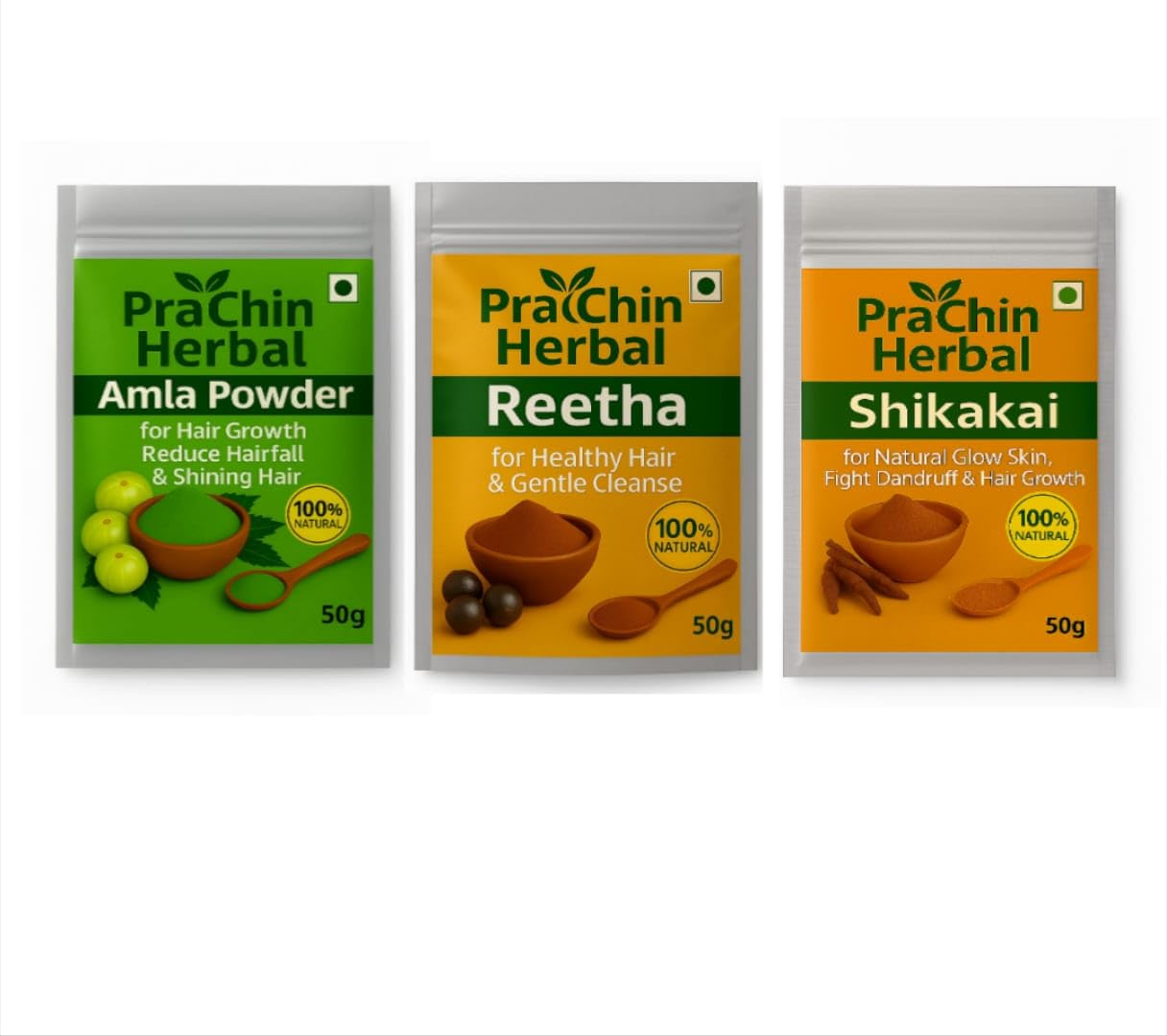Herbal Natural Hair Care Set, Amla Powder, Reetha, Shikakai, 50g Each, 100% Natural-picture-37