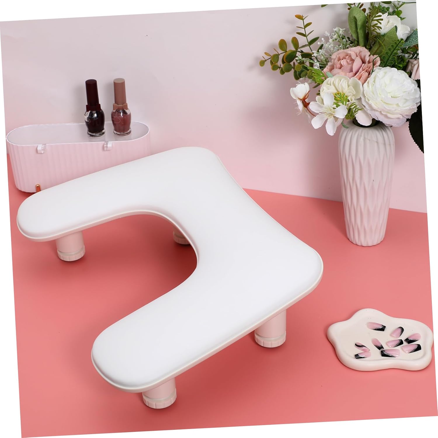 U Shaped Nail Arm Rest Ergonomic Detachable Hand Rest for Nail Techs for Home Salon Use Multipurpose Design for Manicures Eyebrow Shaping More Durable
