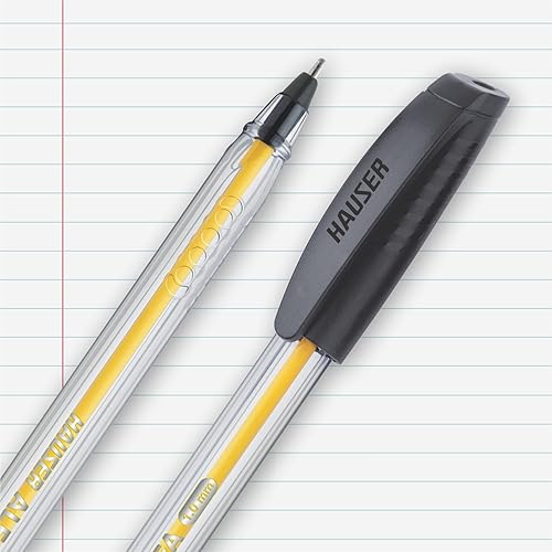 Miniatura 3 de Alfa - Bolígrafos de tinta negra, punta de 0.039 pulgadas, barril transparente con agarre triangular, tapa para bolsillo, juego de 25 piezas para