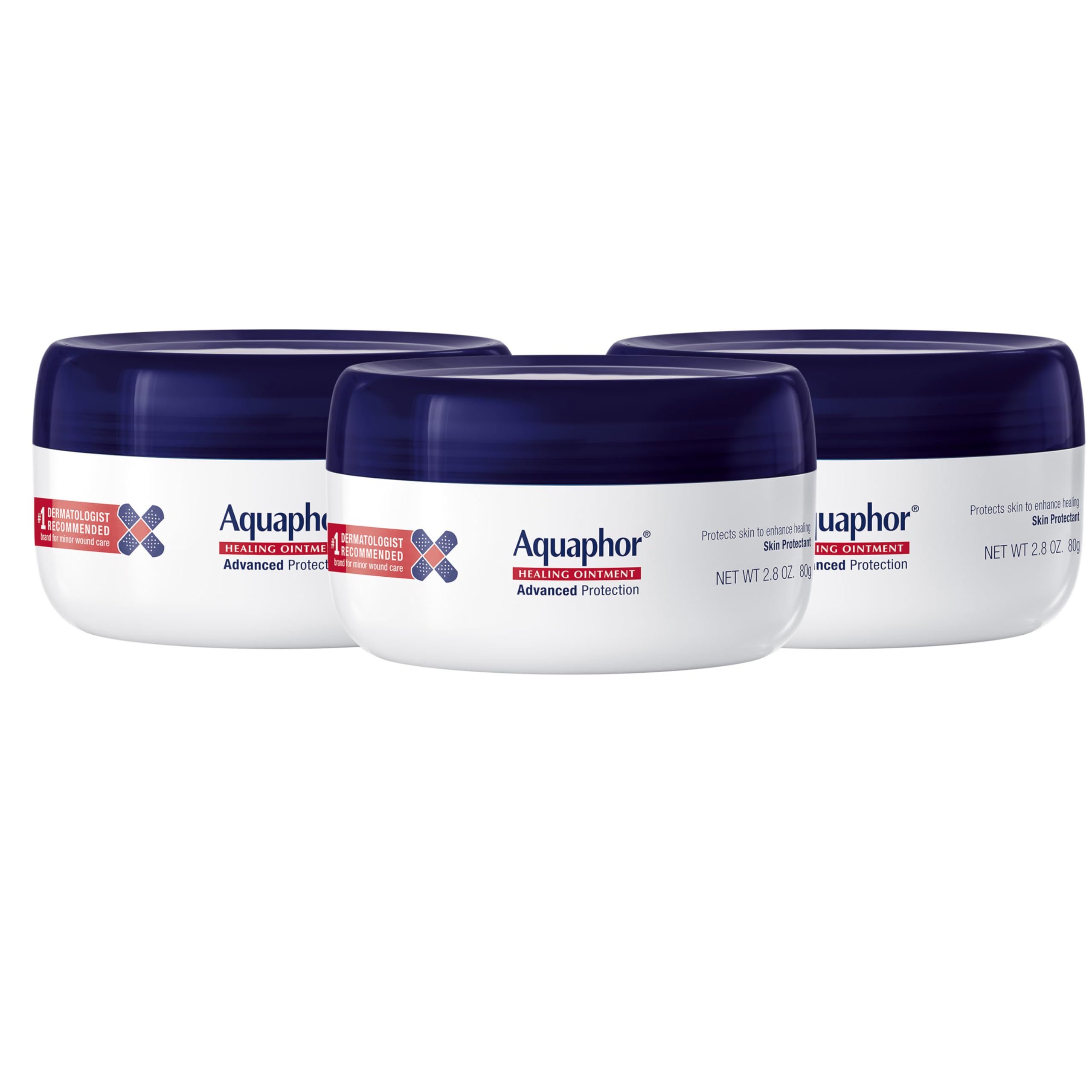 Aquaphor Healing Ointment - Skin Protectant for Dry Cracked Skin - Hands, Heels, Elbows - 2.8 oz Jar (Pack of 3)