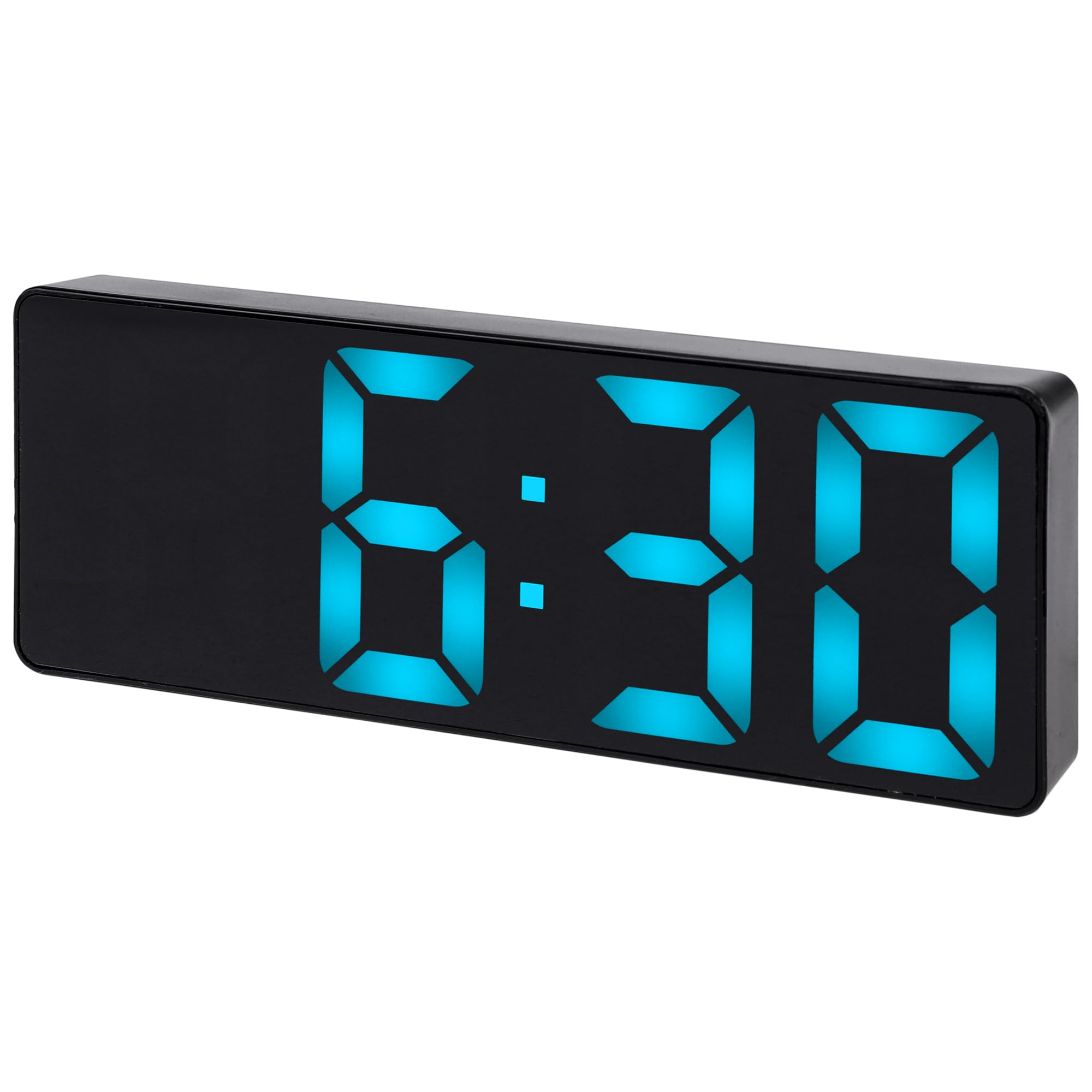 HMETOL LED Alarm Clock with 3-level Adjustable Brightness, Snooze and Battery Backup Memory Used by Plugging for Bedroom, Office, Dorm Blue 16 x 2.5 x 6 cm
