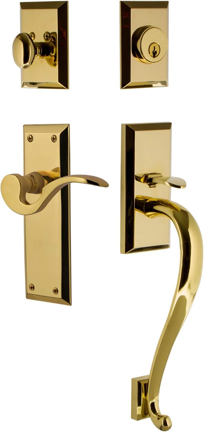 Nostalgic Warehouse New York Plate S Grip Entry Set Manor Lever in Antique Brass