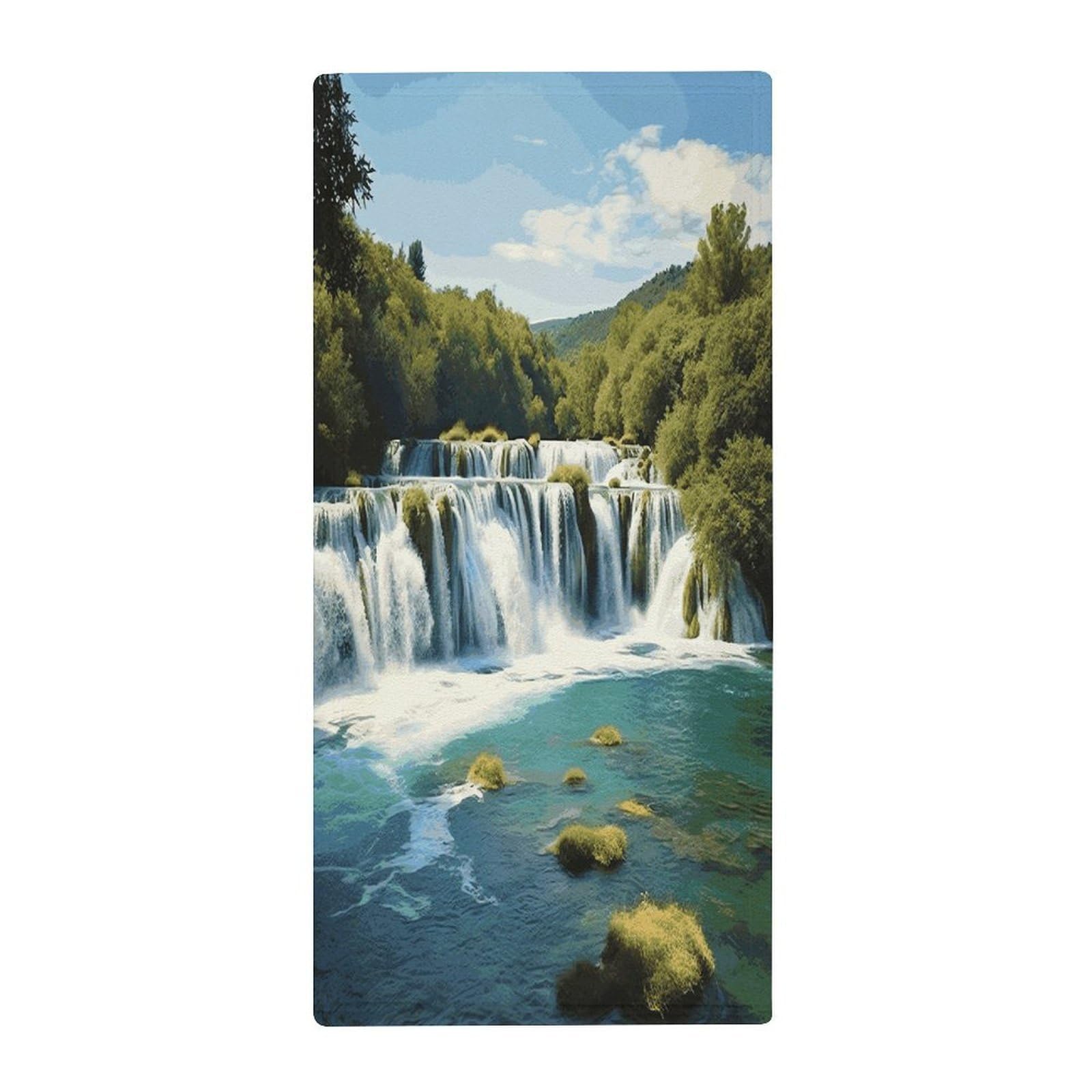 FekiLoot Waterfalls on Krka River Hand Towels Coral Velvet Highly Absorbent Towel,Classic Luxury Printed Hand Towels Soft Hands Face Towel for Bathroom Kitchen Salon Workout 13.8 X 28.7 in