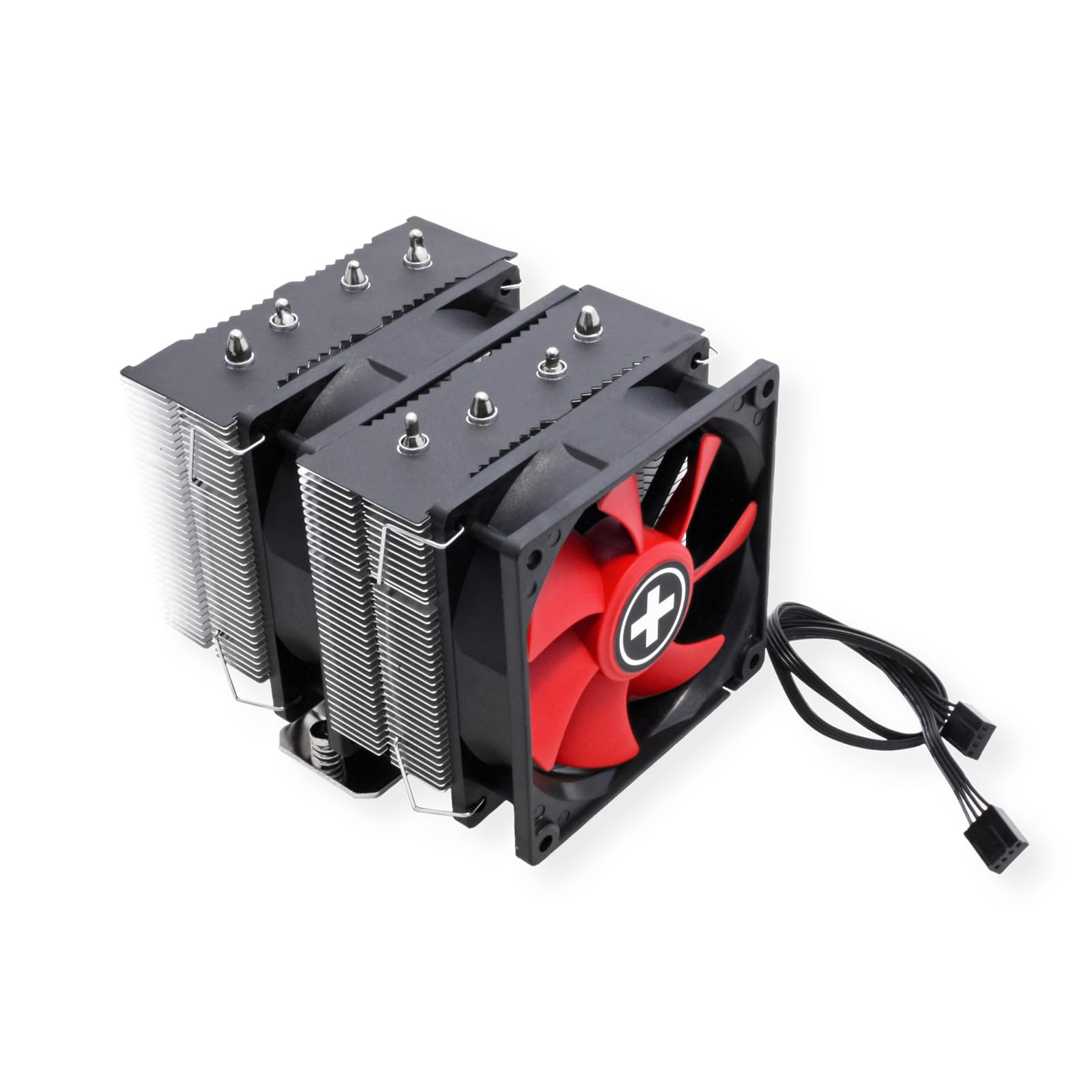Xilence M504D - Radiatore CPU AMD e Intel, 2 ventole PWM da 92 mm, 180 W TDP, rosso/nero/argento