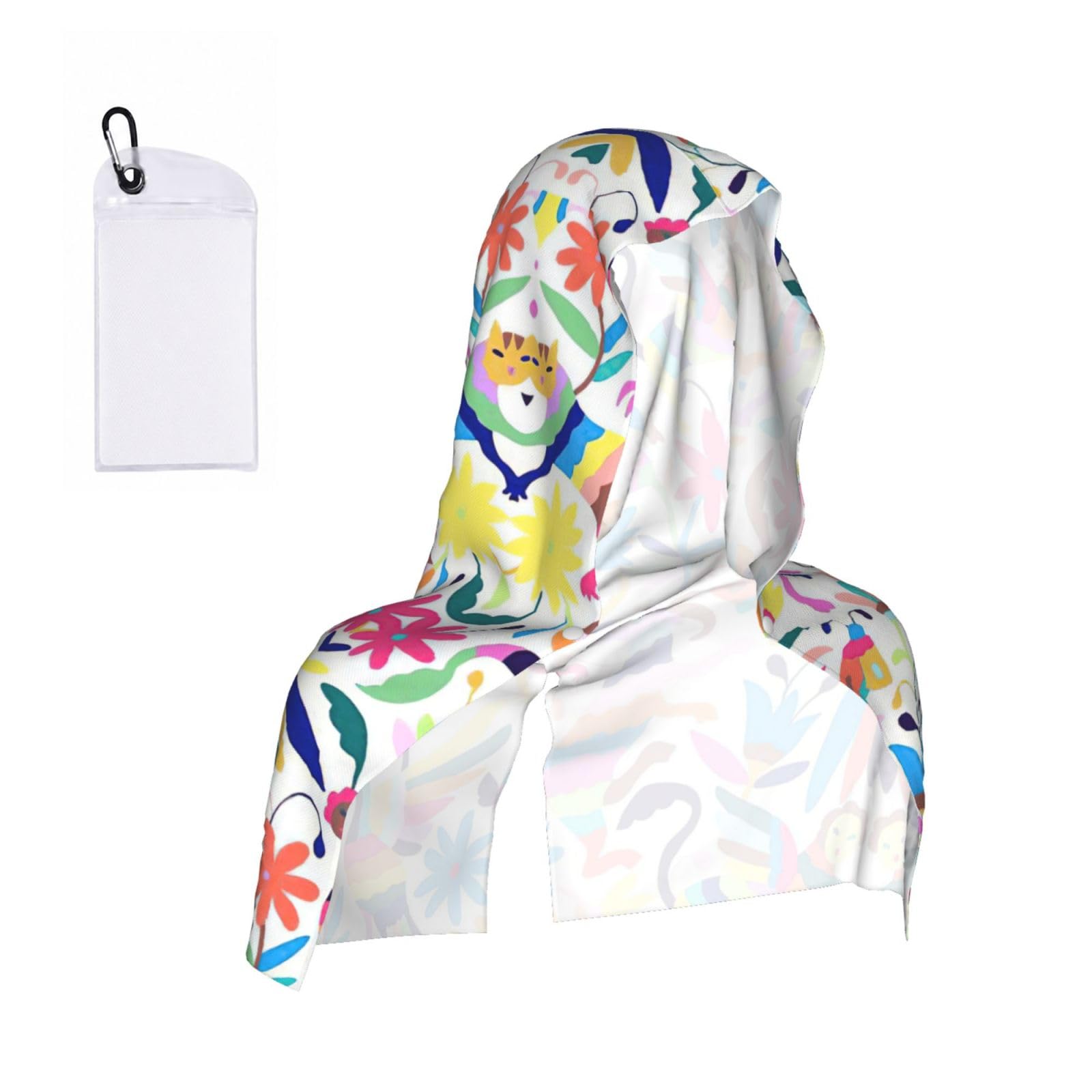 DUWAA Mexican Otomi Animals Print Reusable Hoodie Cooling Neck Wrap, Hot Weather Outdoor Sports Workout Head Towel For Stay Chill