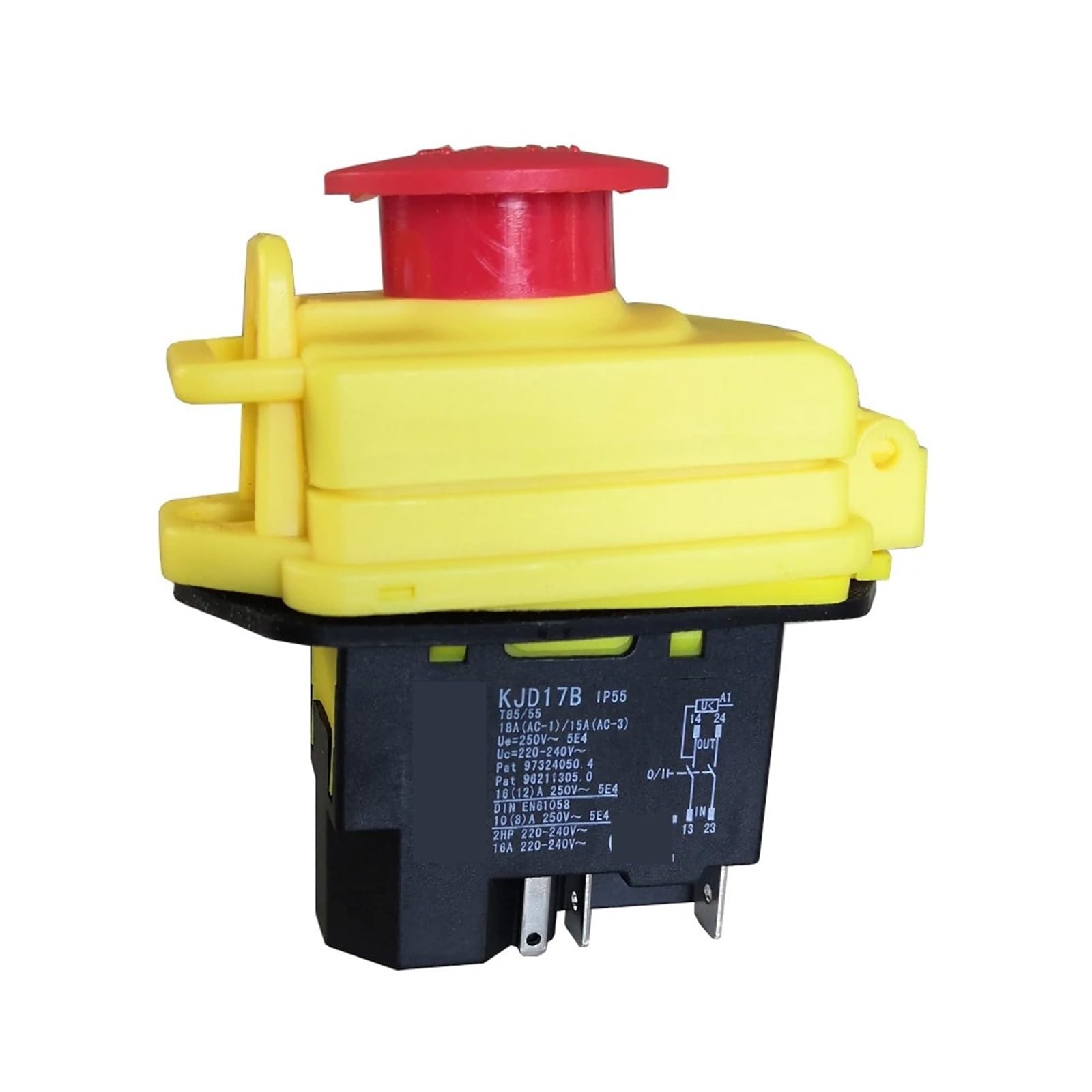 AARTERZZA Emergency Stop Switch Waterproof Electromagnetic Switches 220V KJD17B Emergency Stop Push Button Switch 16A (5 Pins)