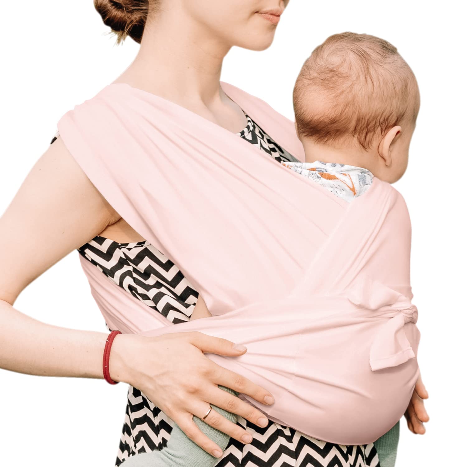 JAPHETH CHIARA Baby Wrap Carrier | Fuss and Buckle Free | Soothe and Calm Babies Hands-Free | Breathable and Lightweight | Suitable for Infant | (Blush Pink, Size L)