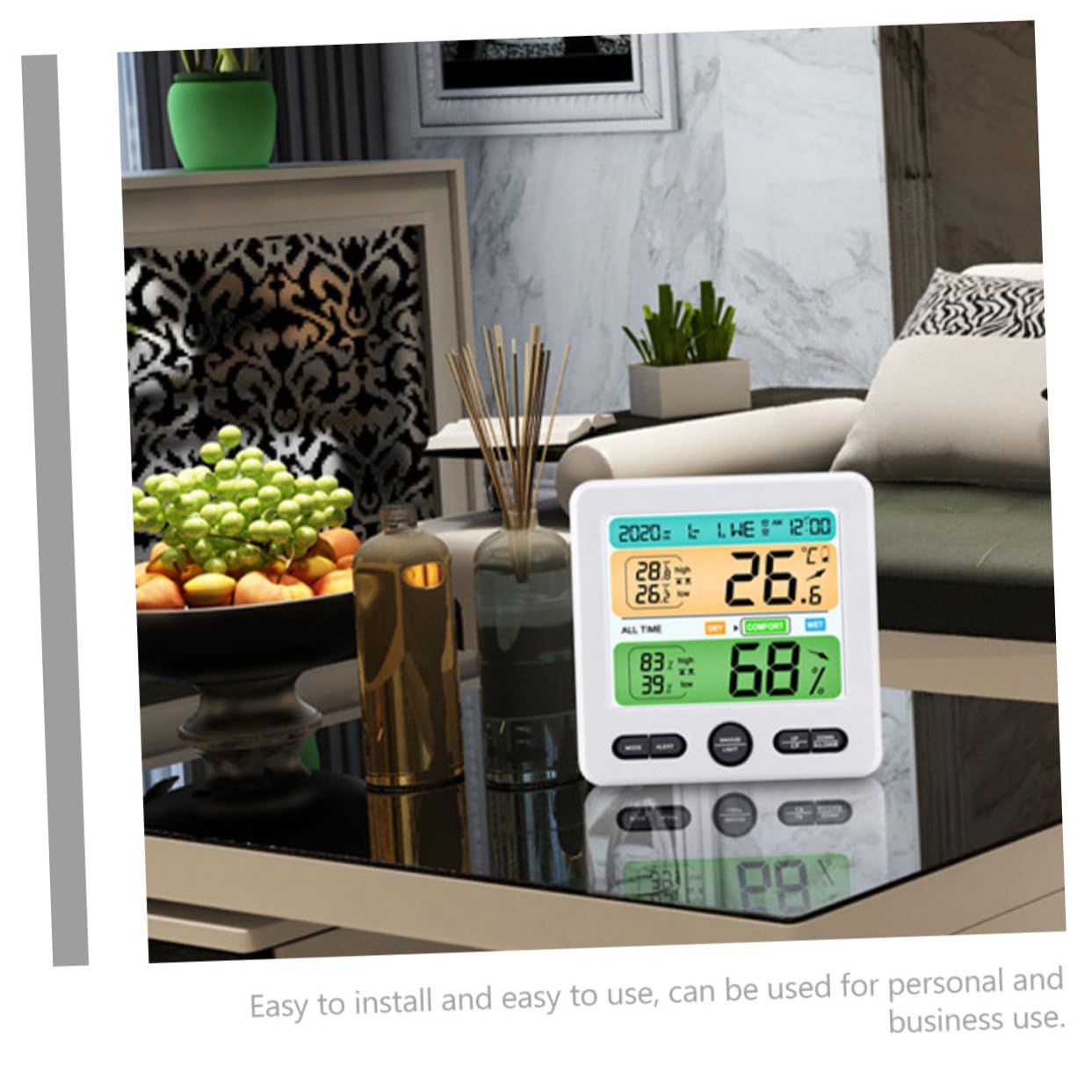 Hemobllo Digitales Hygrometer mit Großem Display und Temperaturmessung Kunststoffgehäuse Energiesparend für Öffentliche Räume und Einkaufszentren Geeignet