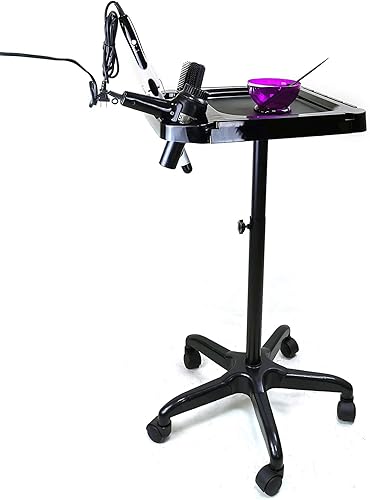 Bandeja de peluquería premium para instrumentos de spa, con accesorio para caja de tatuajes, bandeja de balanceo de altura ajustable (27-40