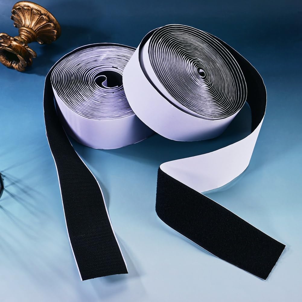 Black Heavy Duty Hook and Loop Tape Adhesive, 26.9Ft x 1.97 Inch Self Adhesive No Sew Removable Nylon & Polyester Fasteners Strip, Non-Slip for Rug Couch Cushion Wall Home Office