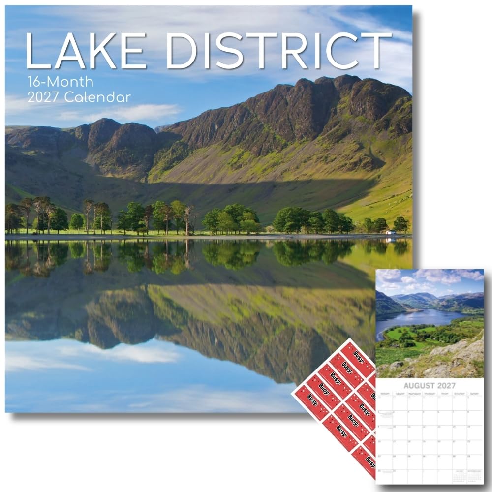 TGSC | Lake District 2027 Calendar with Planner Stickers, 16-Month Square Wall Calendar (Sept 2026 to Dec 2027), Lake District Photography, Home and Office Organiser, 30 x 30 cm