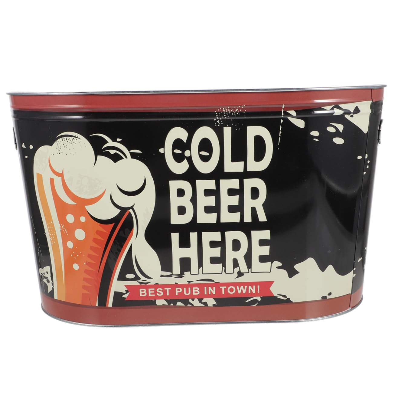 Cubo de Hielo de Metal con Asa, Cubo de Hielo Ovalado sin Rebabas, Compacto y Resistente para Enfriar Bebidas en Camping y Barbacoas