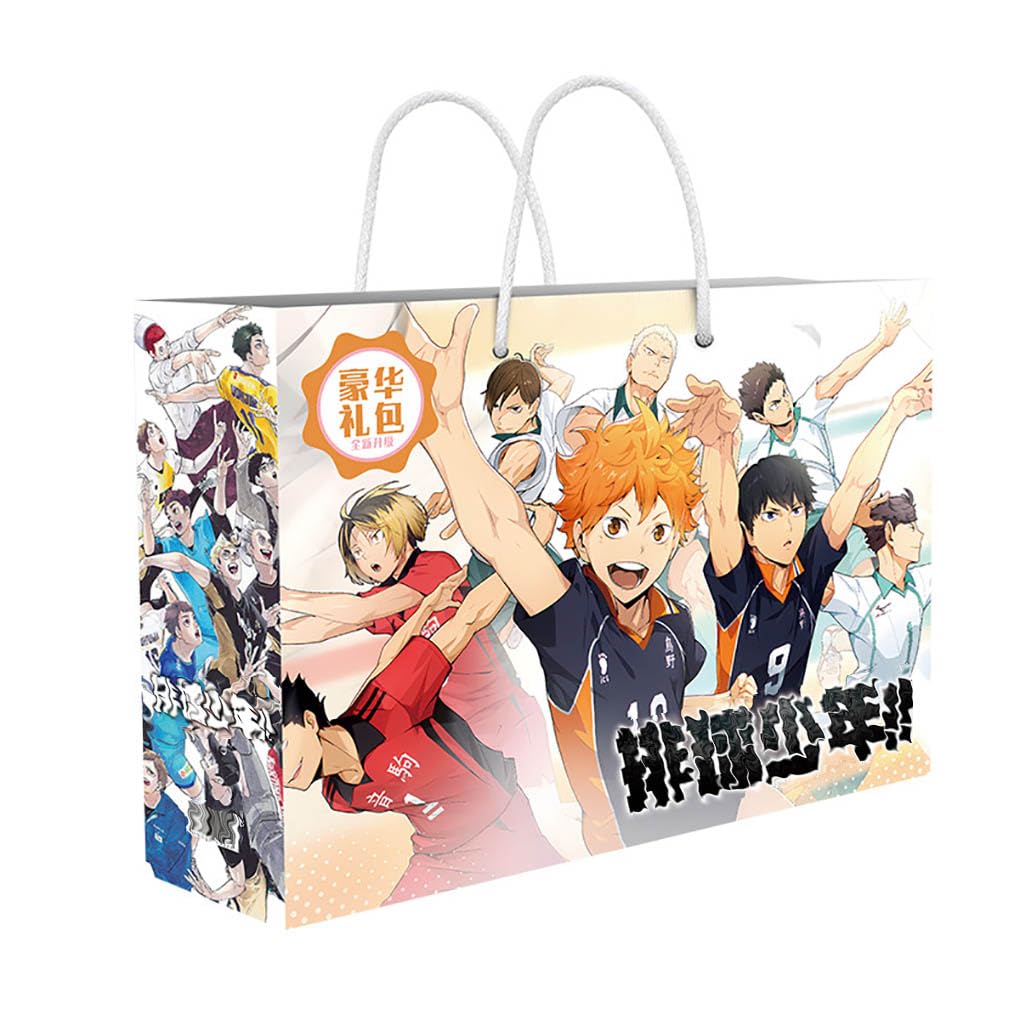 JUSONGKWCP 18 Haikyuus Lucky Bag Decor | Anime Figure Acrylic Stand, Stickers, Cards, Bracelet, Curriculum, Poster, Badges, Bookmark | Haikyuus Merch Box Set (White-1)