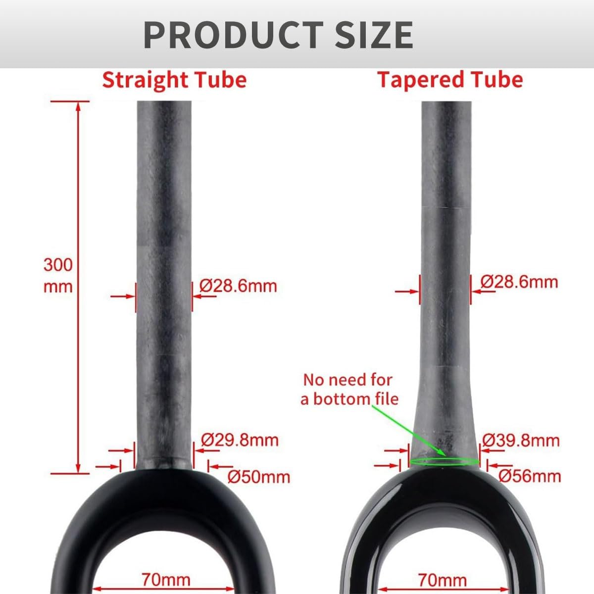 Starrgabel für Gravelbikes, 700C, 28,6 mm, 1 1/8" Gewinde, gerades/konisches Rohr, Vollcarbon, Rennräder, Scheibenbremse, Steckachse vorne 12 x 100 mm