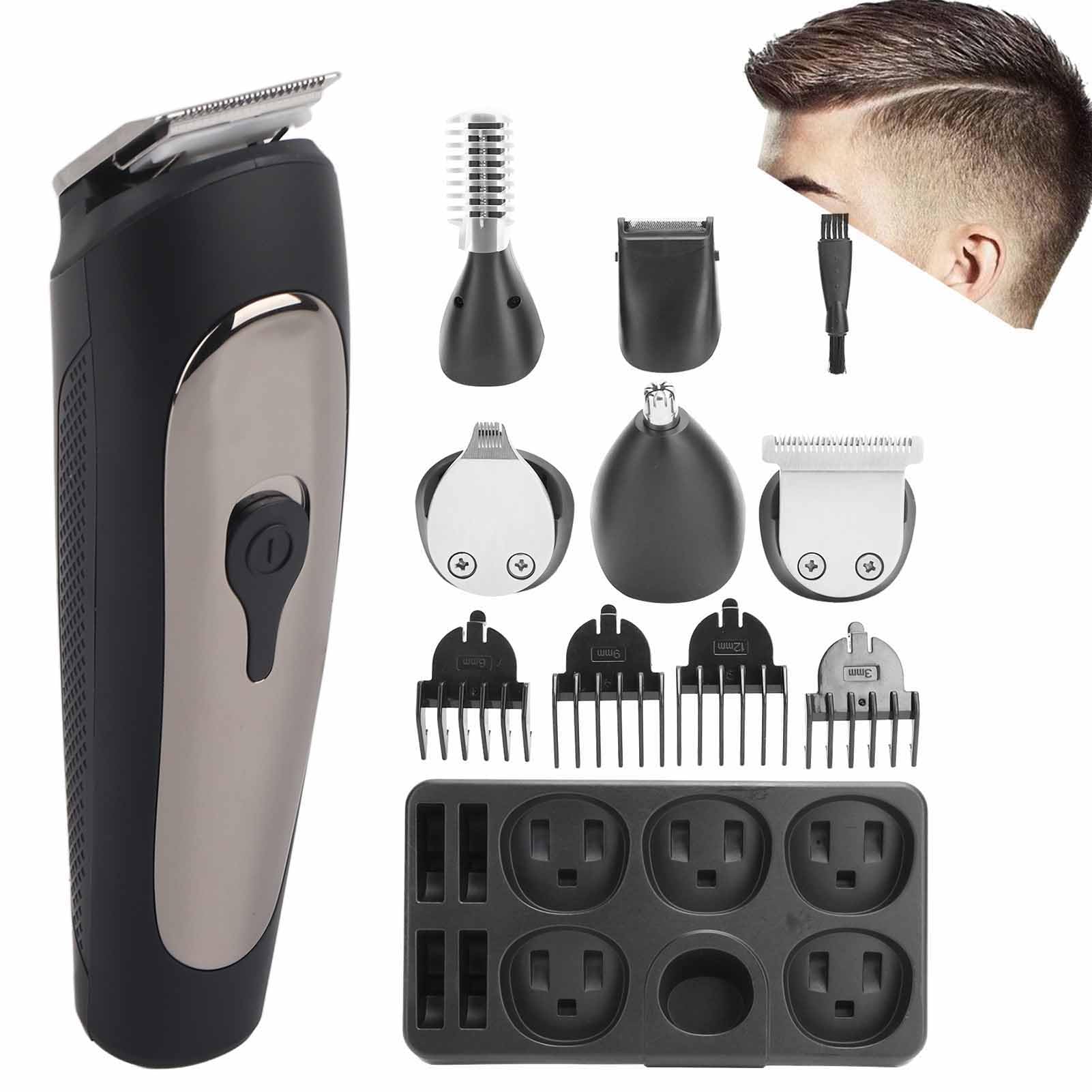 Cortapelos eléctrico profesional multifuncional para barba, peluquero corporal, cortador de pelo para nariz, juego para hombres y mujeres, cuchillas de acero inoxidable, 4 peines