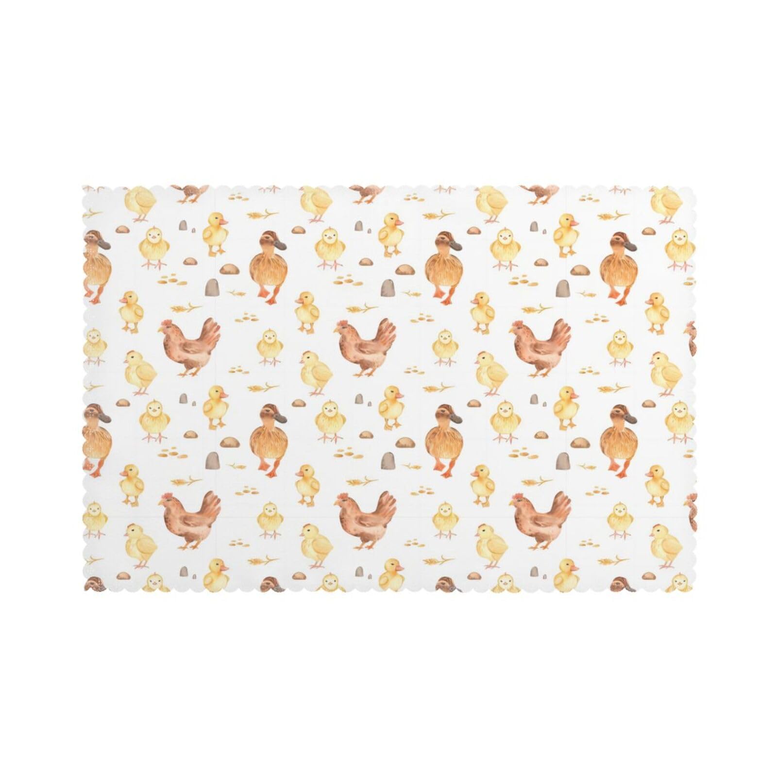 HJFCZH Chicken duck Prints Placemats Set of 6 12x18in - Heavy-Duty Polyester Table Covers Engineered for Lasting Performance
