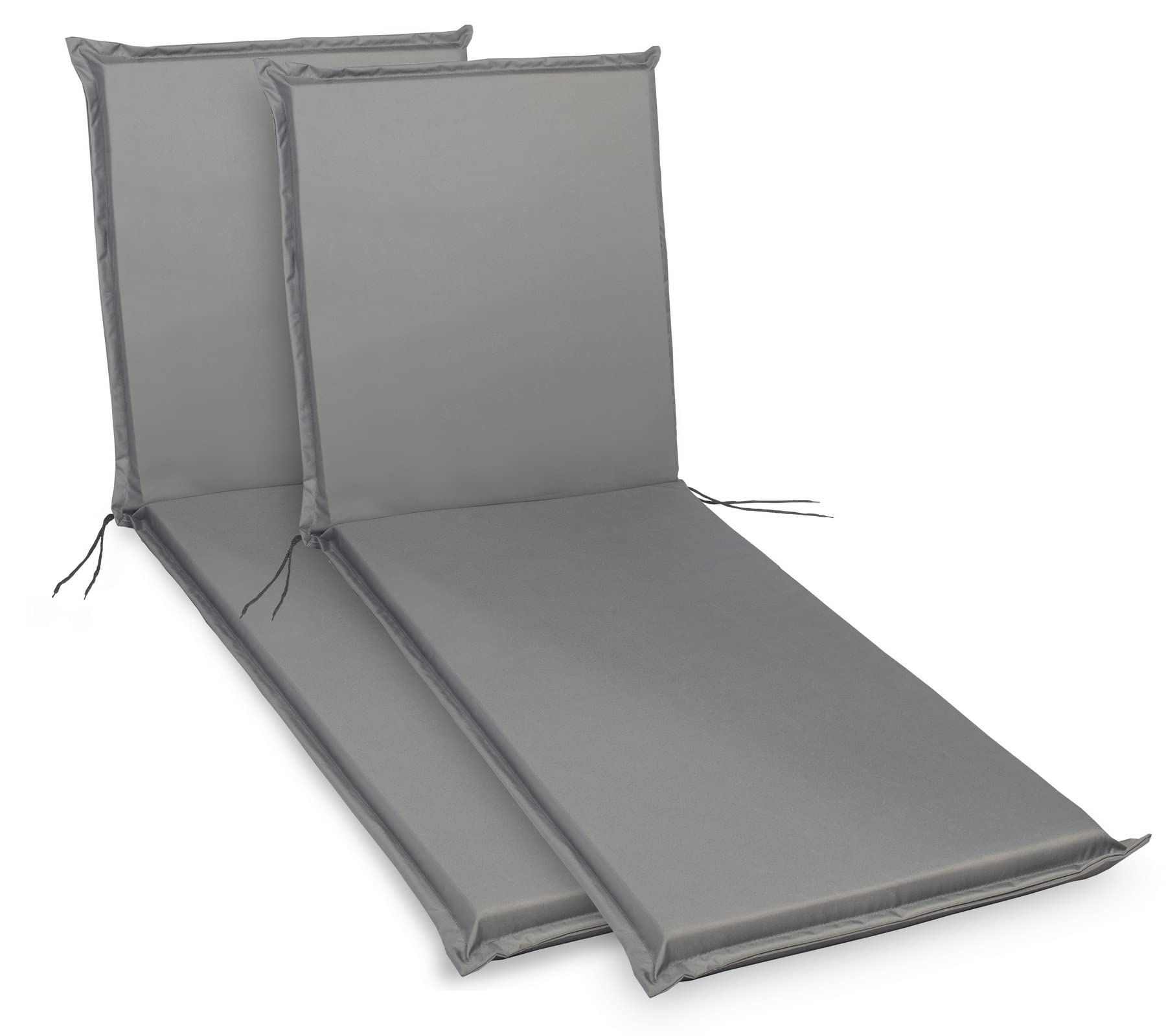 sunnypillow 2 Cuscini per Lettino 190 × 60 – Materassino per Sdraio da Giardino, Spesso 9 cm – Outdoor, Impermeabile, Resistente ai Raggi UV – Cuscino per Lettino Prendisole e Sedia a Sdraio – Grigio