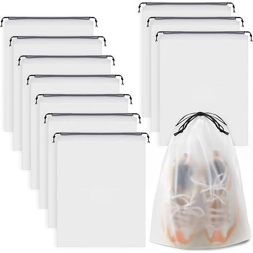 Travel Shoe Bags, Clear, Large, 10 Pack