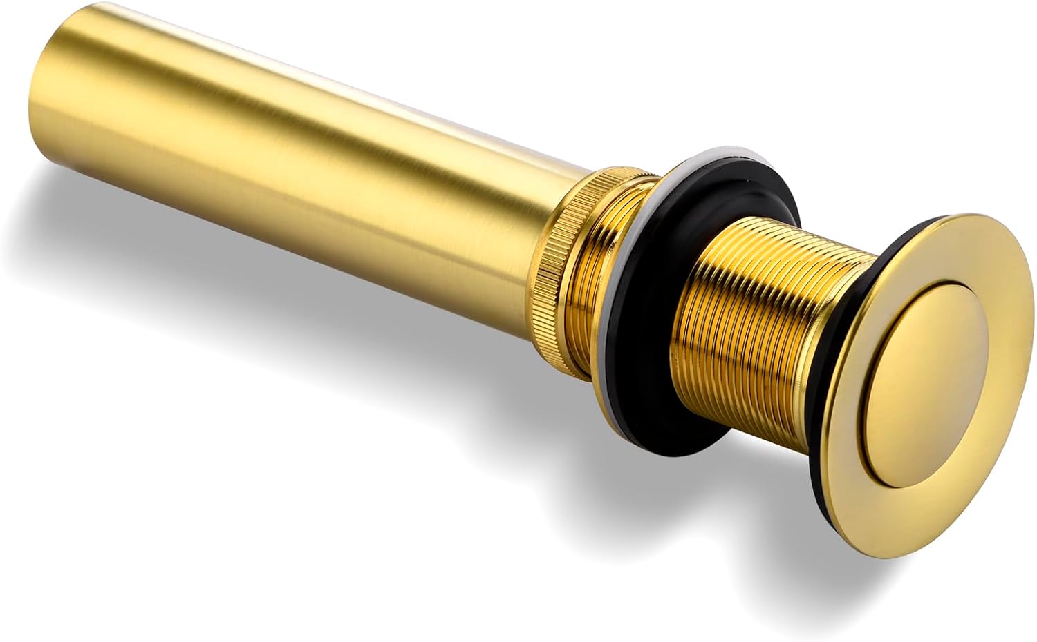 Luxier Brass Bathroom Sink Pop-Up Drain Stopper for Vessel and Vanity Sinks Without Overflow in Brushed Gold, DS03-TG