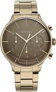 Titan Urban Magic Quartz Multifunction Brown Dial Brown Stainless Steel Strap Watch for Men - NT90102QM02