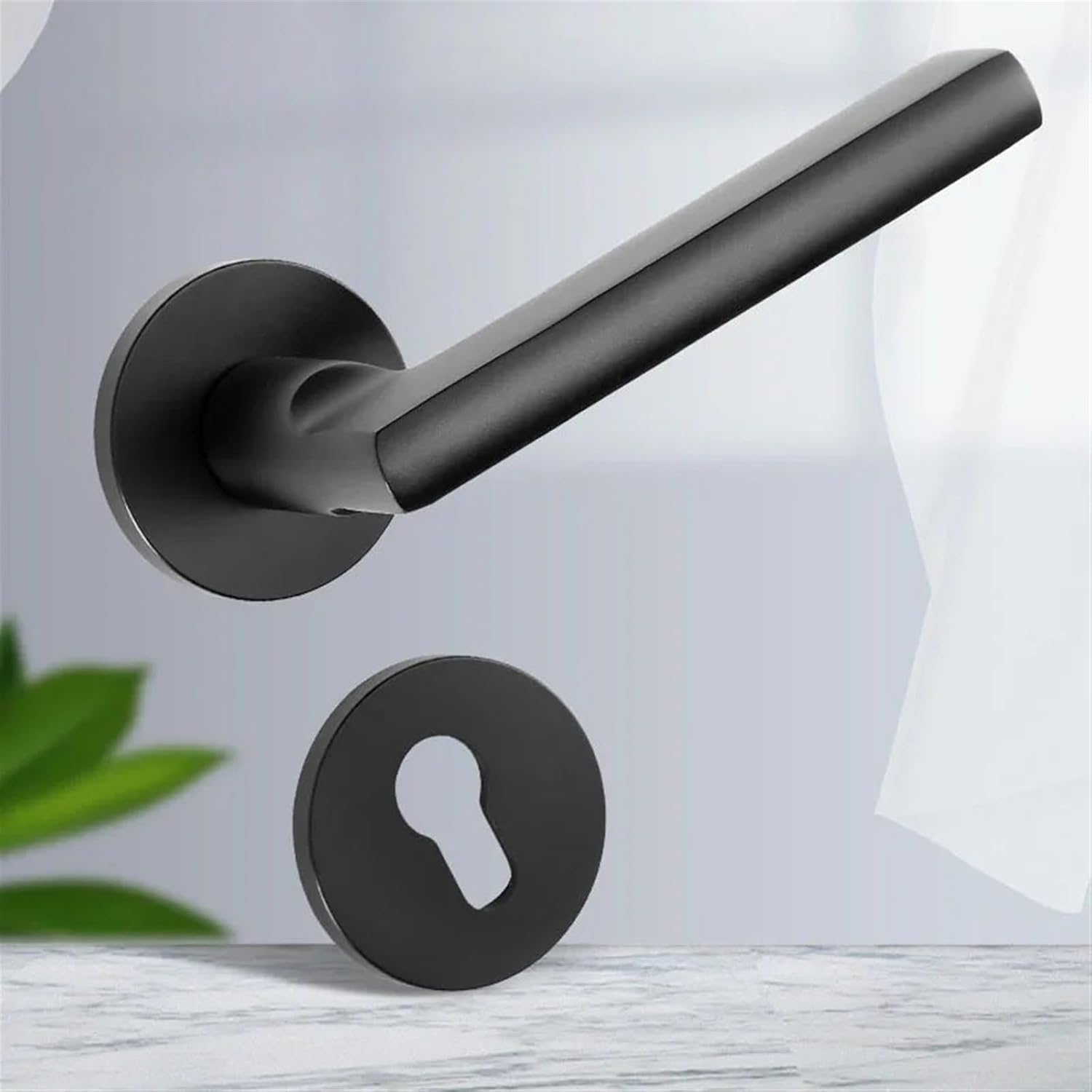 Wooden Modern Mute Room Door Lock Antique Interior Door Handle for Bedroom Bathroom Gate Lock Hardware for Home House Doorlocks 1Pcs(Black)