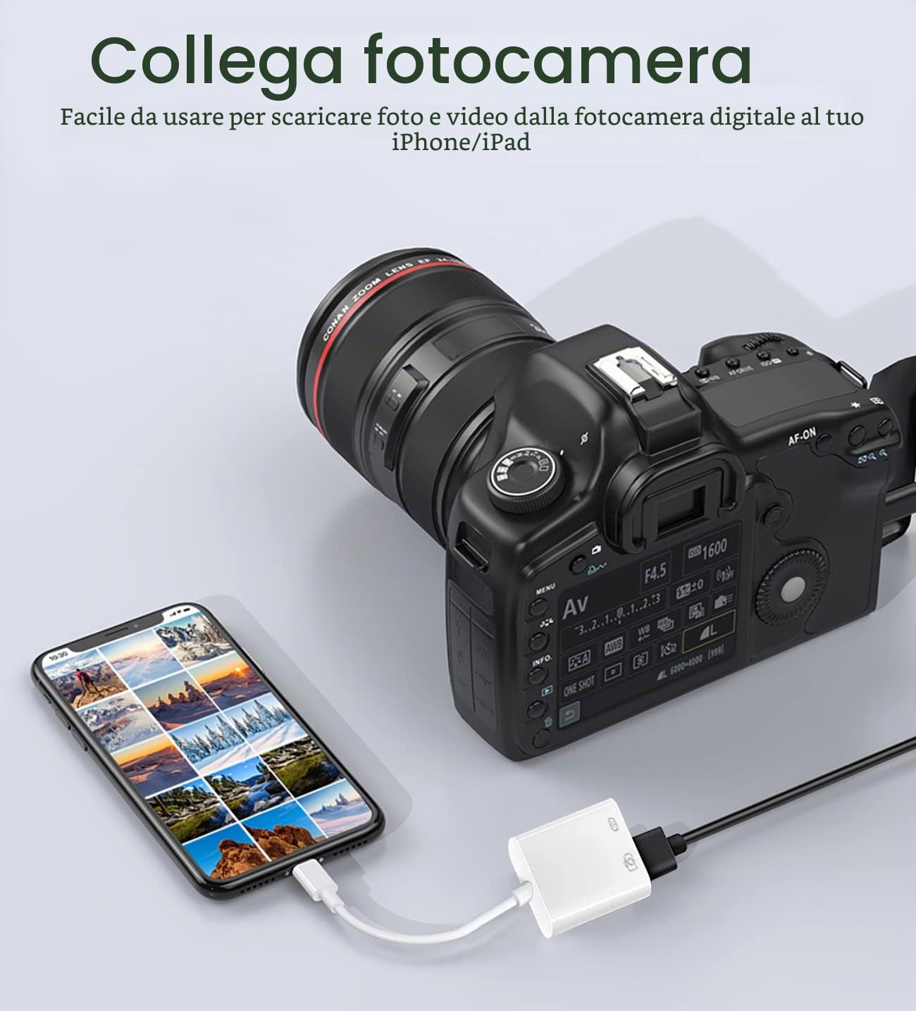 Adattatore da Lightning a USB con porta di ricarica, cavo USB 3.0 OTG certificato MFi per iPhone 14 13 12 11 X XS XR 8 7, da iPad USB Flash Drive, lettore di schede, tastiera, mouse, pianoforte