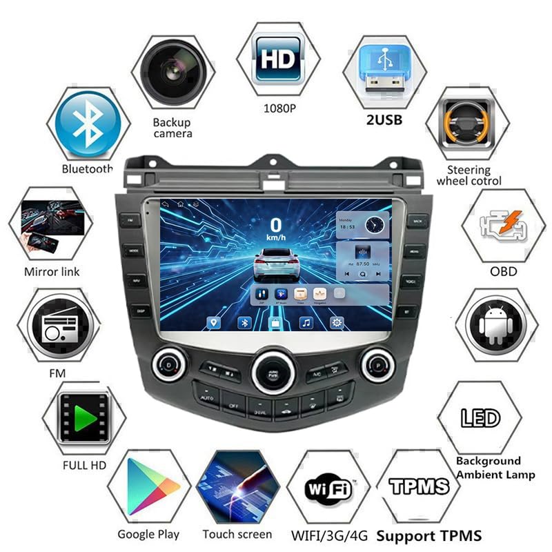 Autoradio Android pour Accord 7 2003-2007 avec écran tactile 9 pouces et Bluetooth - 4