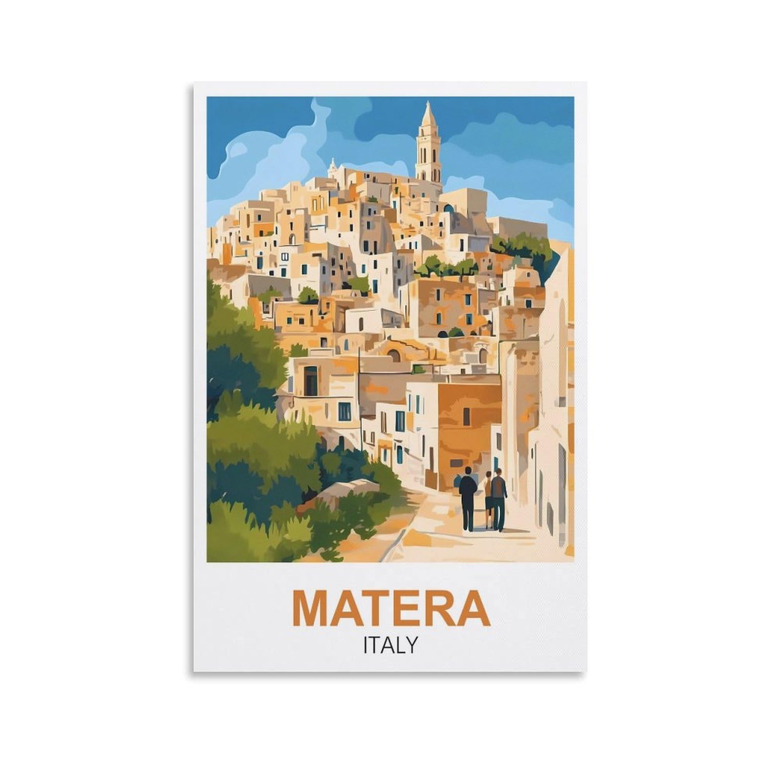 EZMLFA DIY Diamond Painting,Matera Italy 5D Landscape Diamond Painting Kits for Adult, Gem Art Crystal Art Kits for Adults, for Home Wall 40x50cm