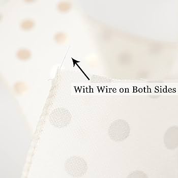 Amazon.com: HUIHUANG Gold Polka Dot Wired Ribbon, White and