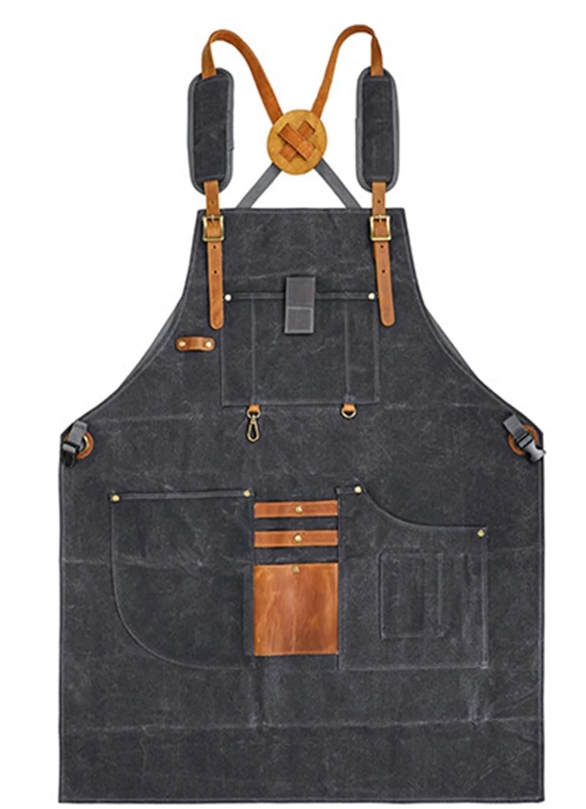 Moda tela di cotone da cucina unisex cucina barista grembiule for donna uomo chef in pelle cameriere bar caffetteria barbecue parrucchiere uniforme(Super Thick canvas-04)