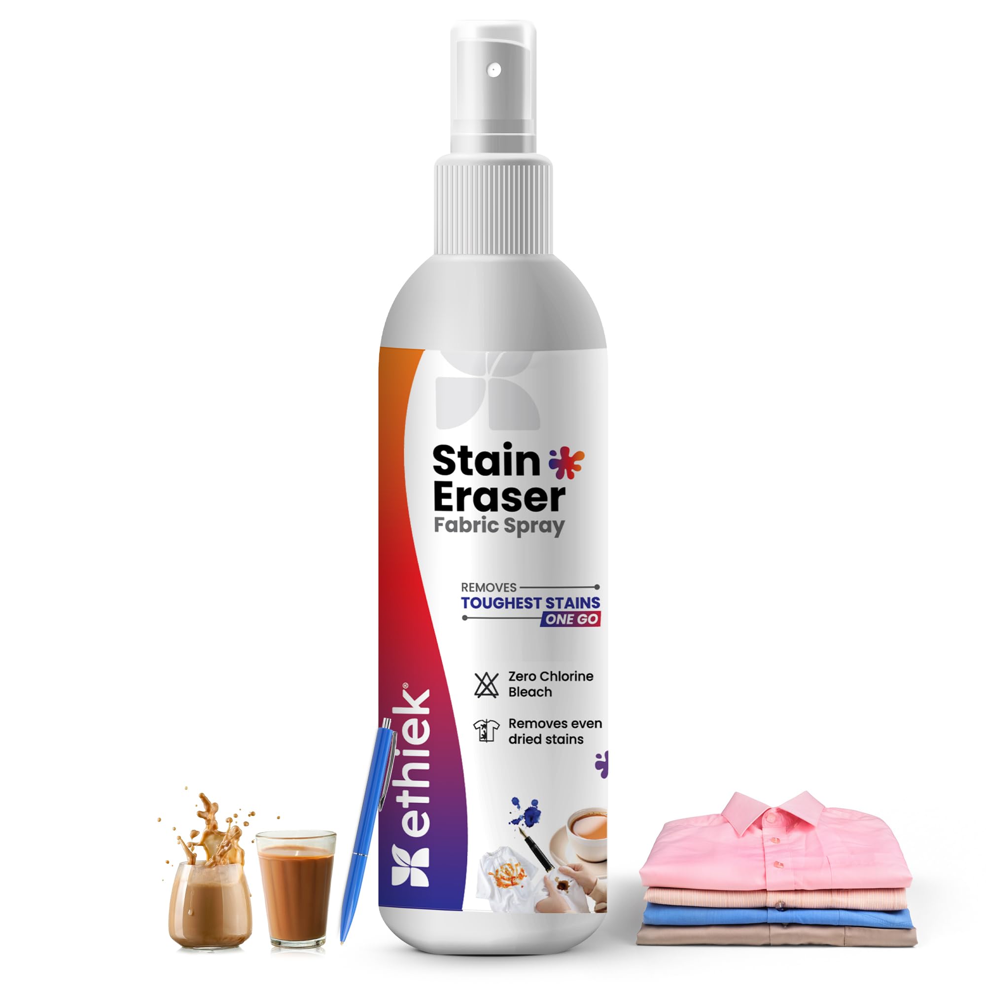 Ethiek Stain Eraser Fabric Spray | Instant Stain Remover for Clothes | Removes Ink, Pen, Sketchpen, Tea, Coffee, Wine & Other Stains | Zero Toxins & Chlorine-Free (75 ml)-image-48