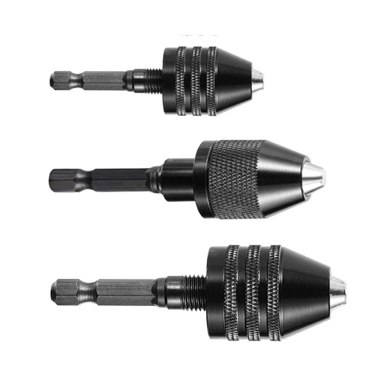 3 adattatori per mandrino senza chiave con gambo esagonale, strumento di conversione per mandrino per trapano, adattatore per mandrino senza chiave per trapano da 0,3-6,5 mm e 0,3-3,6 mm e 0,3-8 mm