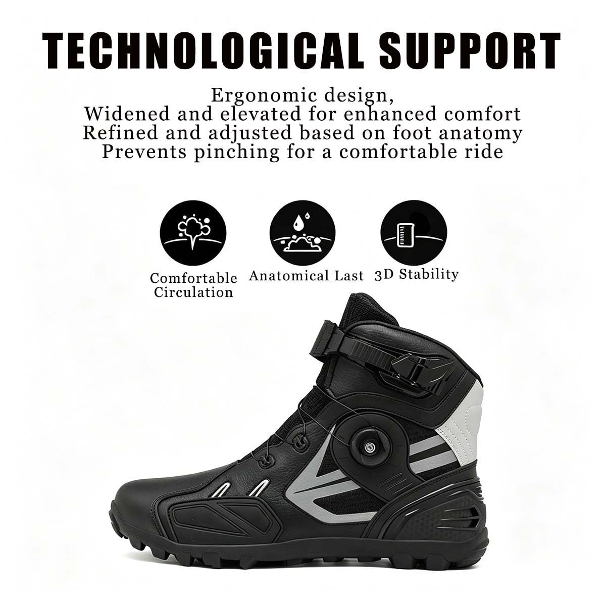 Stivali da Moto Racing Uomo Scarpe Moto Rinforzate Traspirante, Stivaletti Protettivi da Motociclista, Supporto alla Caviglia, Suola Antiscivolo, Impugnatura del Cambio