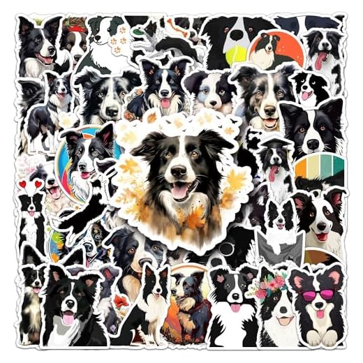 OTYSLIU Border Collie Sticker 50 Pcs Cute Dog Party Favors Puppy Stickers for Food Bowls Doghouse Decals Waterproof