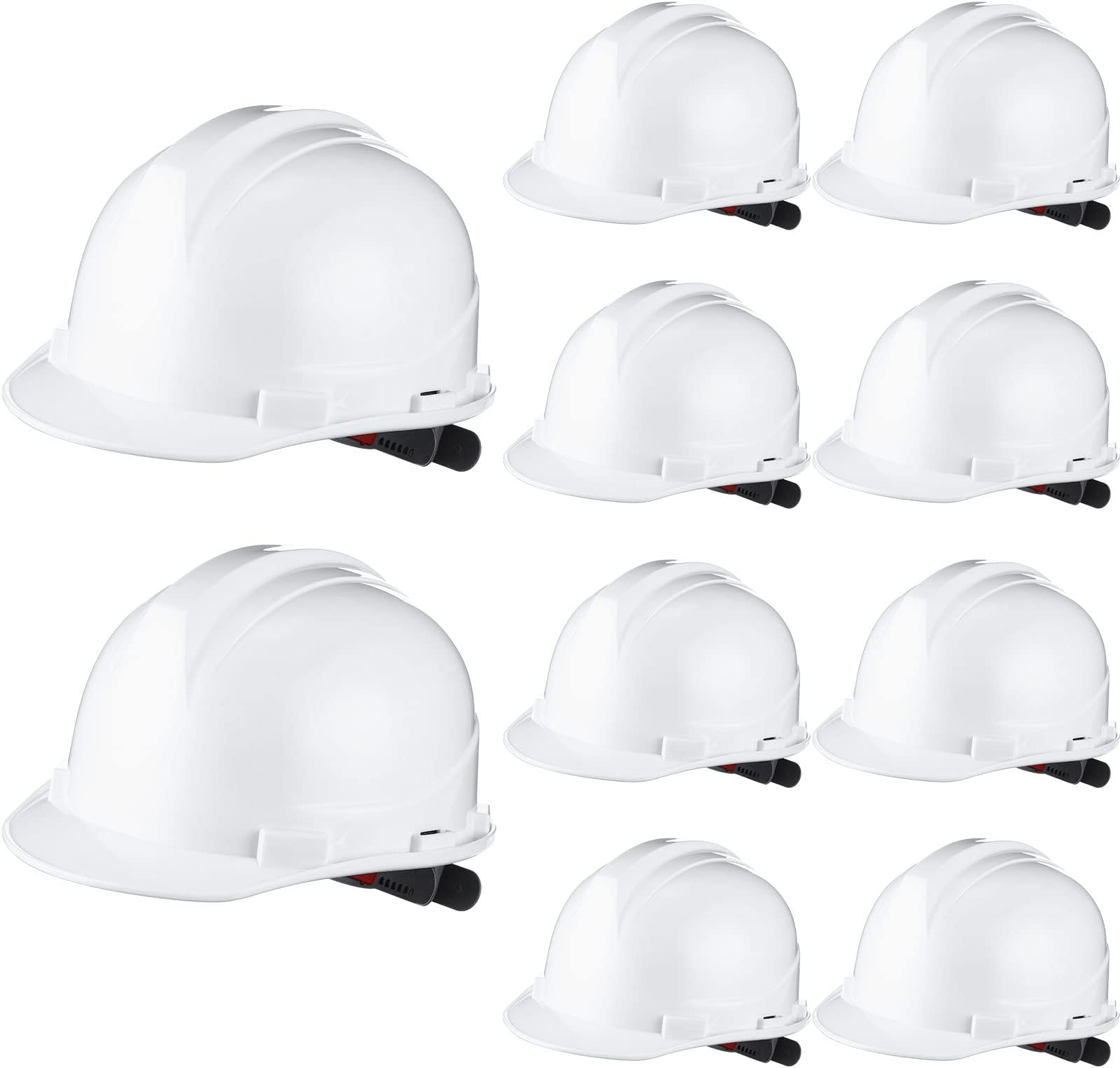 - 10 Pcs Suspension Hard Hat, Construction Hard Hat for Safety, Ratchet Cap Style with Self Adjusting Crown Straps for Man Woman