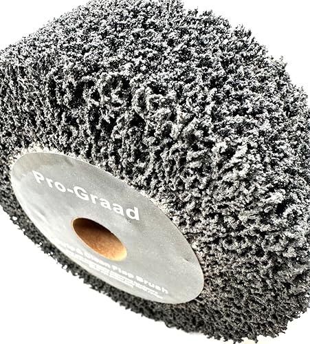 Image of 6 inch x 2 inch Black 40 Grit Extra Coarse Non-Woven Bench Grinder Strip & Clean Flap Brush Wheel, Metal Graining, Stripping, Rust & Paint Removal, Compatible for 1 /2 inch, 5 /8 inch, 3 /4 inch Arbor