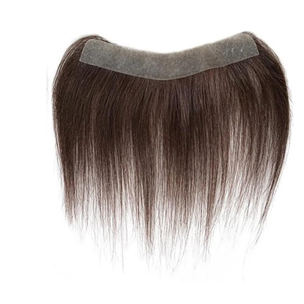 Męskie włosy Suplement do łysienia Peruki PU dla mężczyzn, 15 cm, z klamrą w kształcie litery V, gładkie treski, włosy Remy Peruka męska (Brown, 3X16 cm)