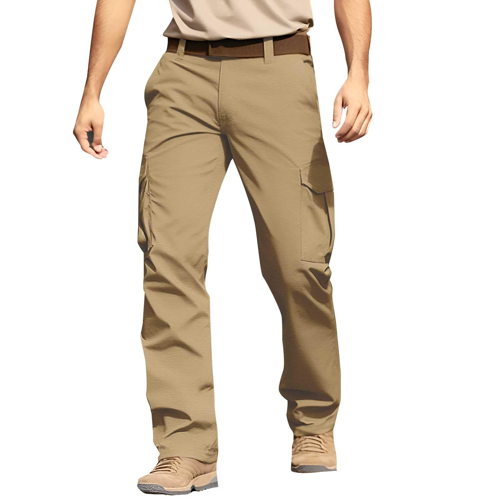 GenericWork Cargo Trousers for Men UK Mens Hiking Pants Zipper Pocket Plain Comfort Wearable Casual Daily Holiday Fashion Spring and Summer Men's Multi Pocket Overalls Casual Pants Sports Outdoor